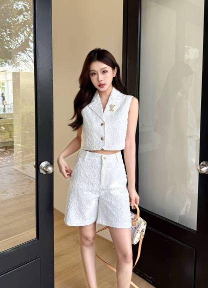 LV高品質ジャカードベスト＆ショートパンツ 2点セット【50％割引+送料無料】