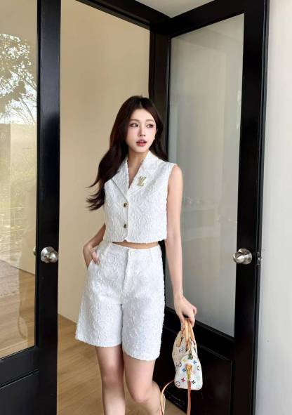 LV高品質ジャカードベスト＆ショートパンツ 2点セット【50％割引+送料無料】