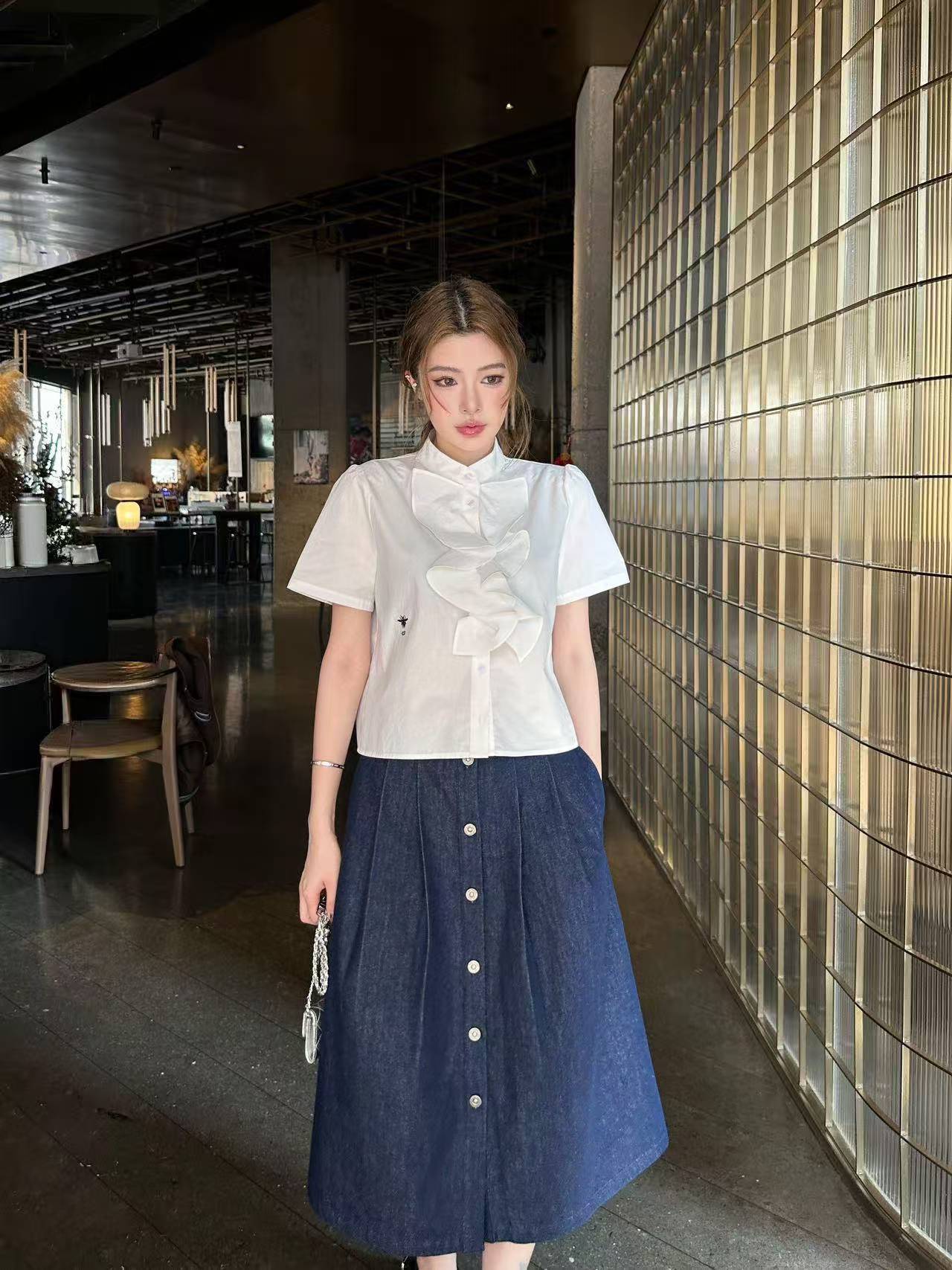 DIOR 上質ラッフルシャツ＆スカート 2点セット【50％割引+送料無料】