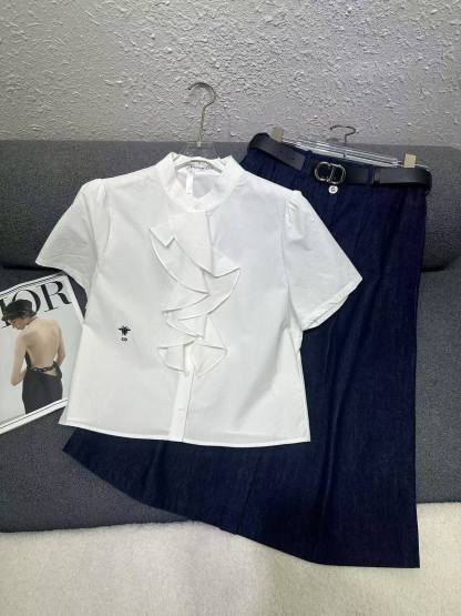 DIOR 上質ラッフルシャツ＆スカート 2点セット【50％割引+送料無料】