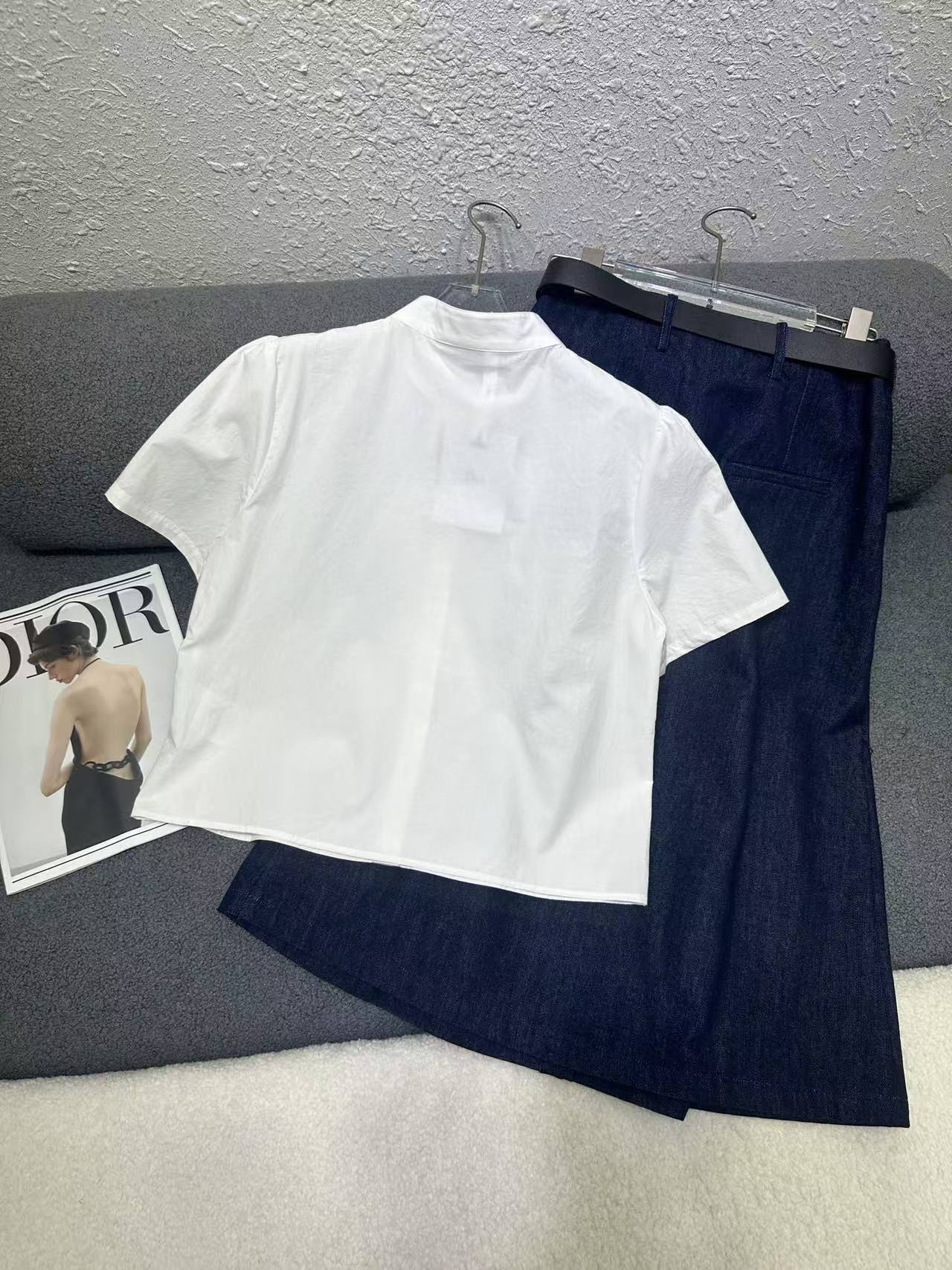 DIOR 上質ラッフルシャツ＆スカート 2点セット【50％割引+送料無料】