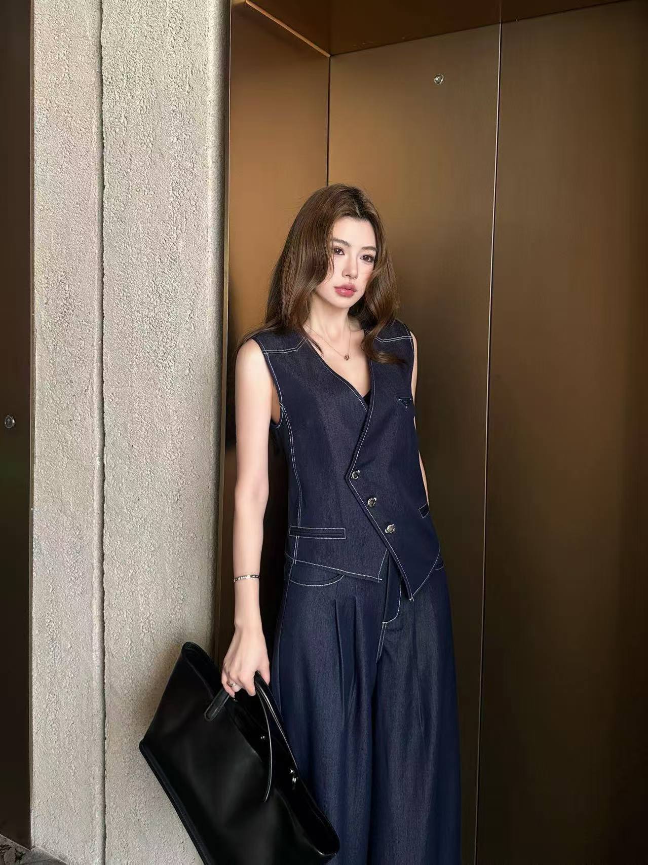 PR4DA 高品質Vネックテンセルベスト＋パンツ ツーピースセット【50％割引+送料無料】