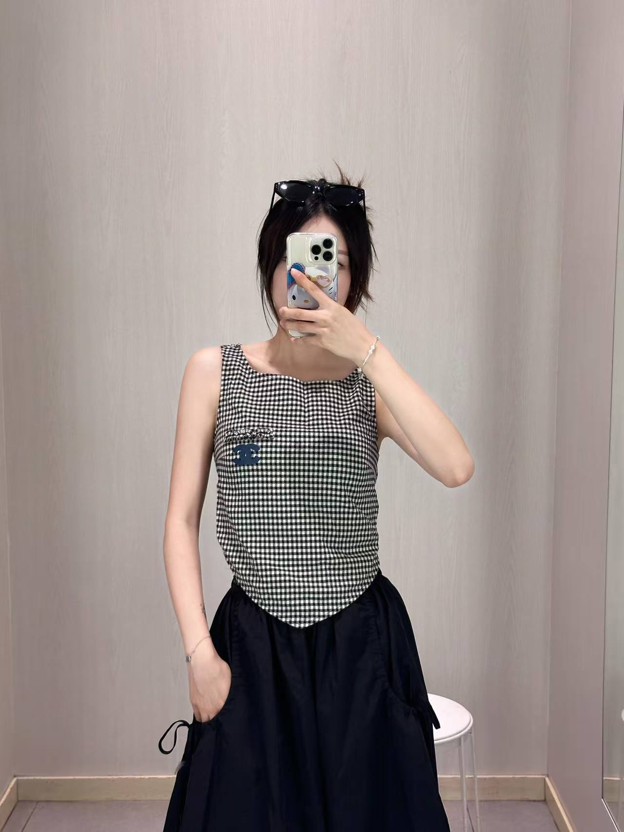 CHANE1 ダブルC 千鳥格子ベスト【50％割引+送料無料】