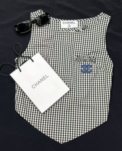 CHANE1 ダブルC 千鳥格子ベスト【50％割引+送料無料】
