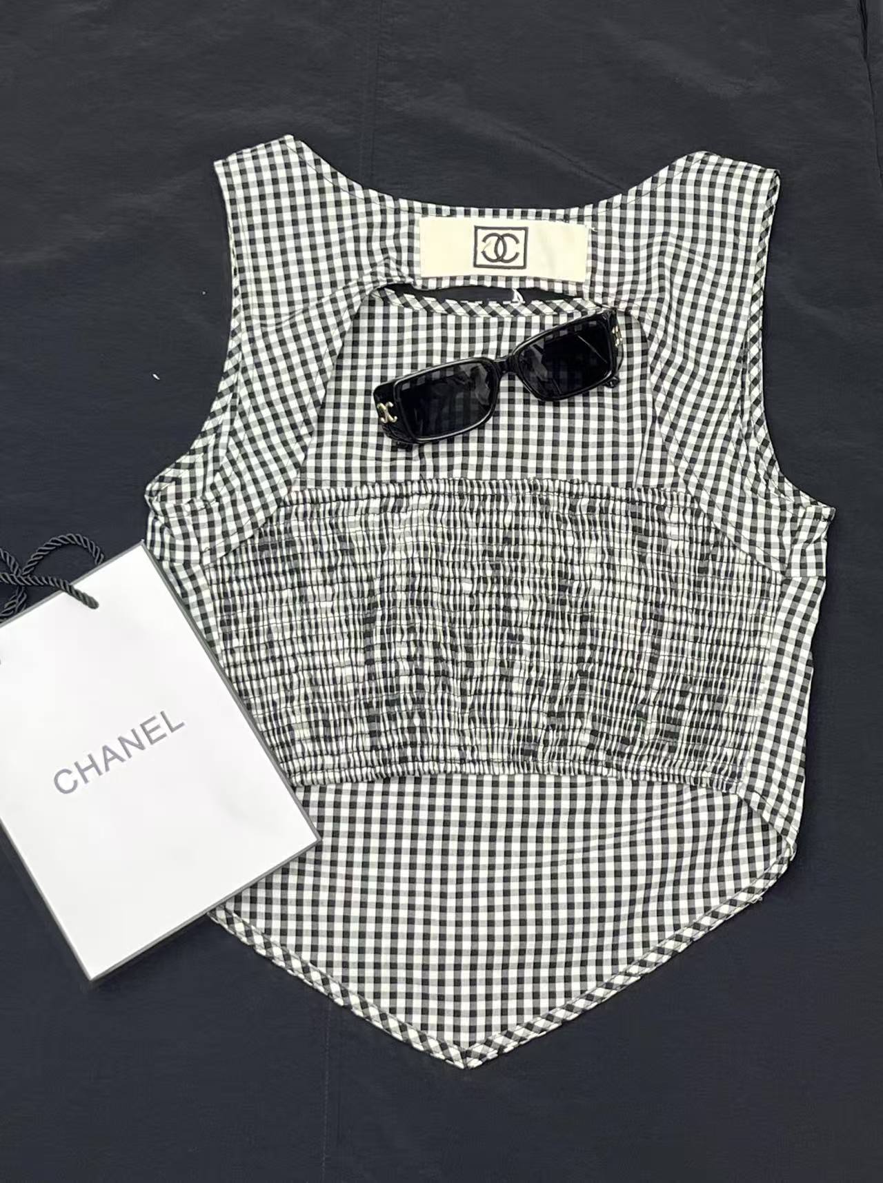 CHANE1 ダブルC 千鳥格子ベスト【50％割引+送料無料】
