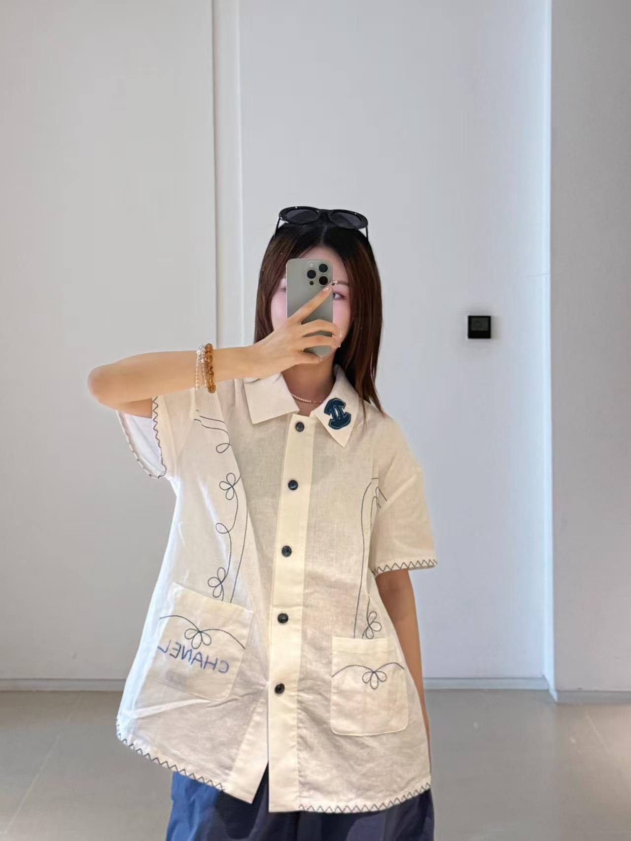 CHANE1 ダブルC リネンシャツ【50％割引+送料無料】