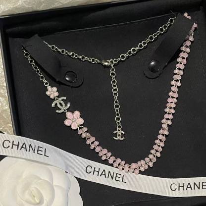 CHANE1 ピンクフラワー ダブルCネックレス【50％割引+送料無料】