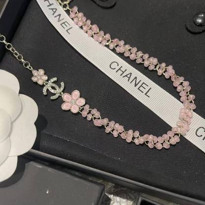 CHANE1 ピンクフラワー ダブルCネックレス【50％割引+送料無料】