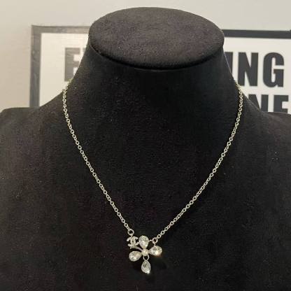 CHANE1 クローバー ダブルC ダイヤモンドネックレス【50％割引+送料無料】