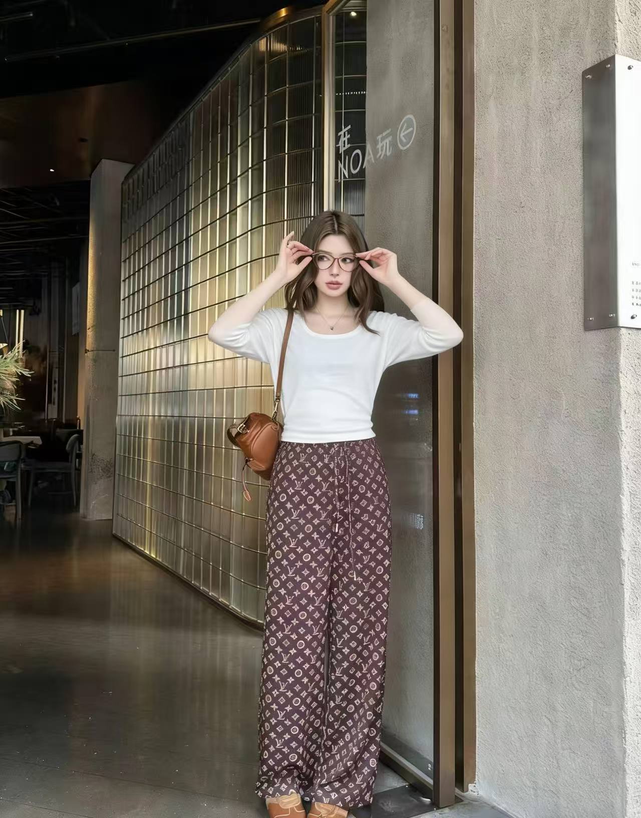 LVプリント入りゴムウエストカジュアルパンツ【50％割引+送料無料】