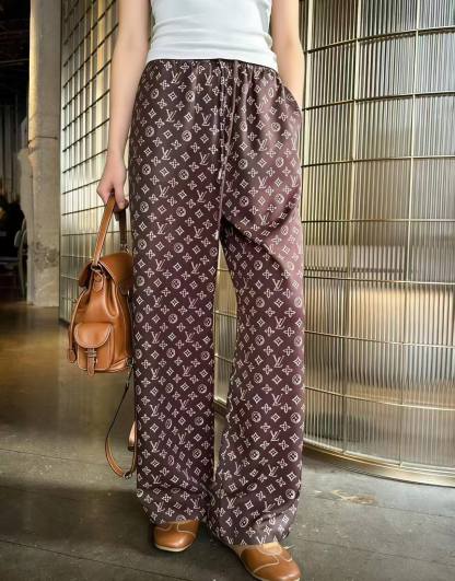 LVプリント入りゴムウエストカジュアルパンツ【50％割引+送料無料】