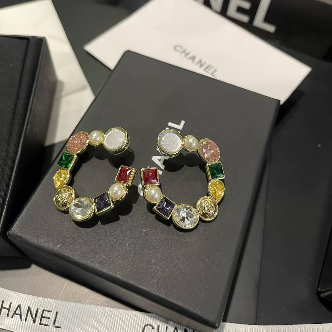 CHANE1 カラーストーンスタッドピアス【50％割引+送料無料】