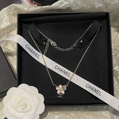 CHANE1 ピンクフラワーイヤリング＋ネックレス ツーピースセット【50％割引+送料無料】