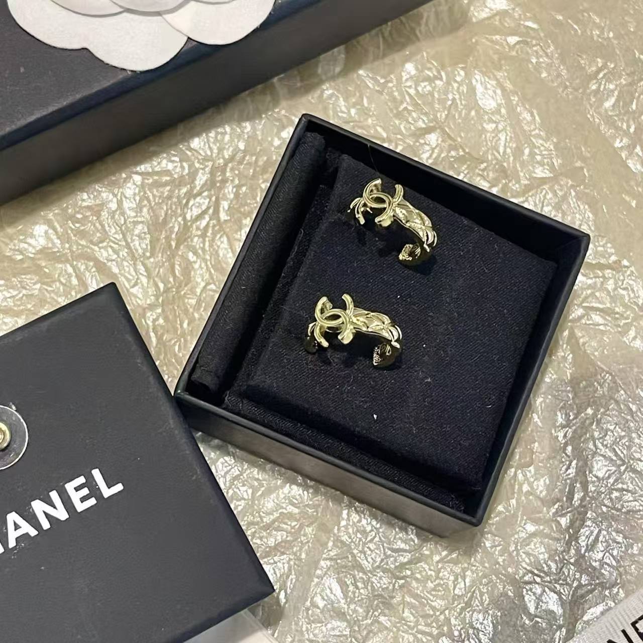 CHANE1 ダブルCチェック柄イヤリング【50％割引+送料無料】