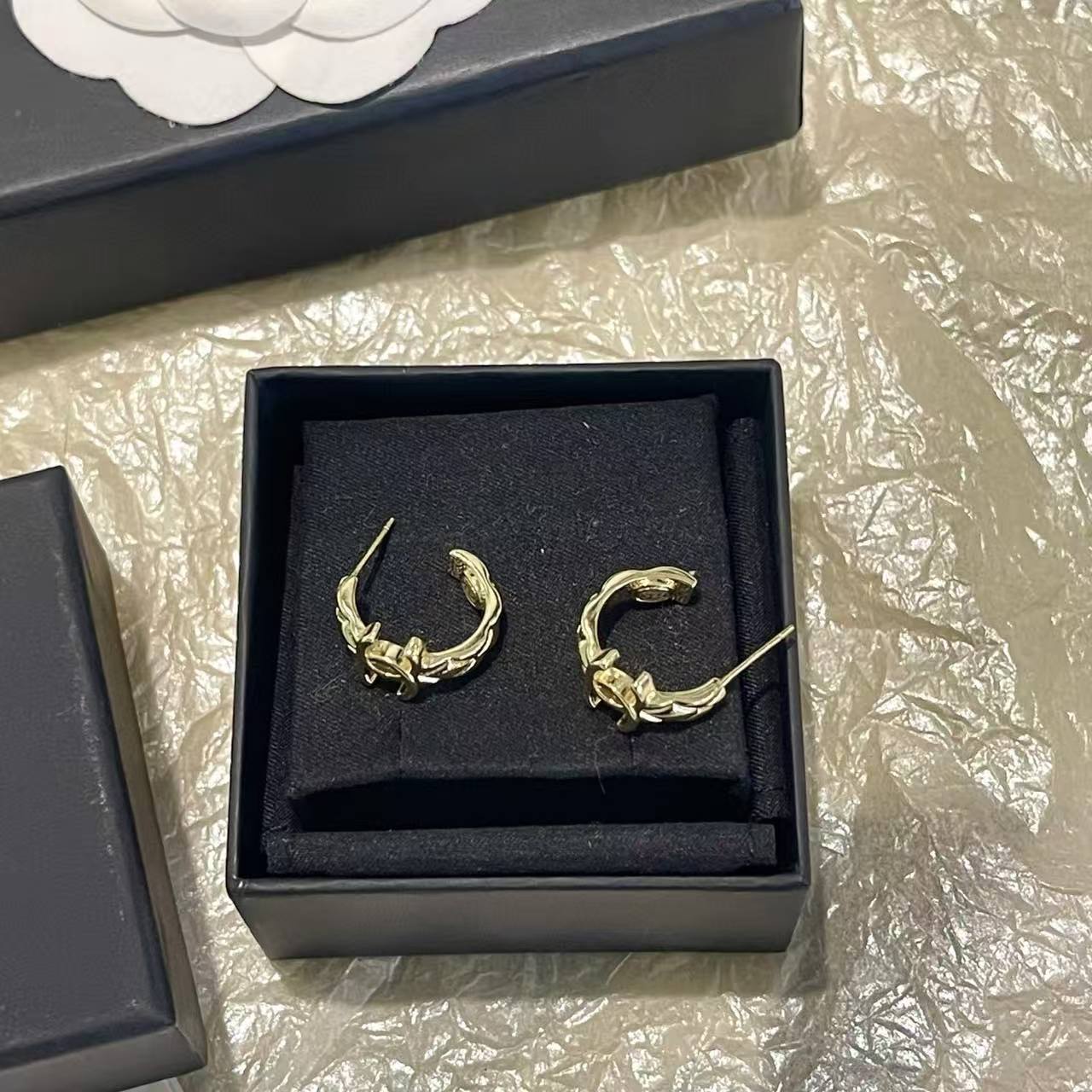 CHANE1 ダブルCチェック柄イヤリング【50％割引+送料無料】