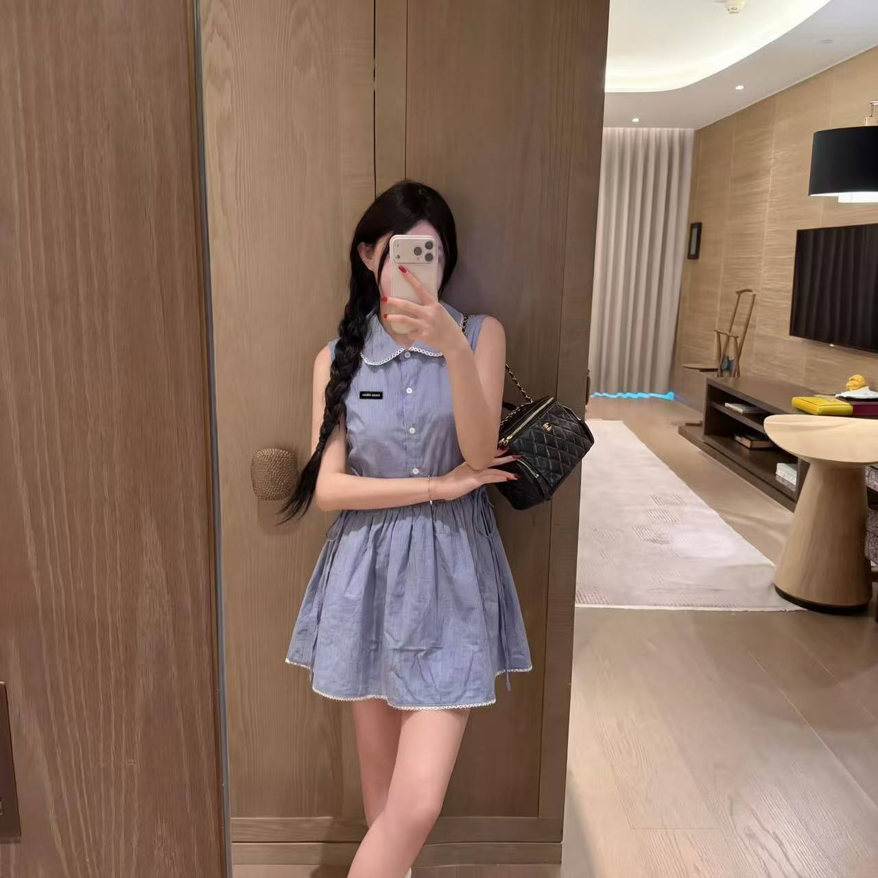 M1UM1U レーストリム ノースリーブドレス【50％割引+送料無料】