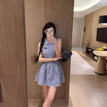 M1UM1U レーストリム ノースリーブドレス【50％割引+送料無料】