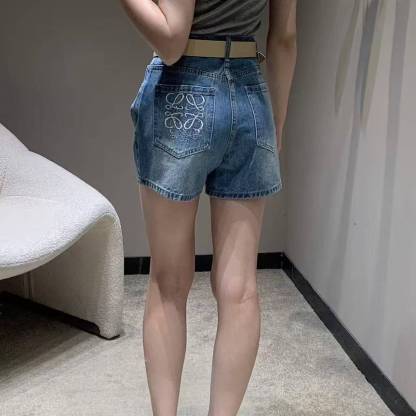 LOEWE ロゴ刺繍 デニムショートパンツ【50％割引+送料無料】