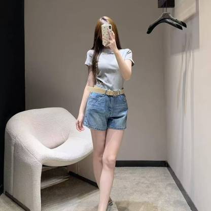 LOEWE ロゴ刺繍 デニムショートパンツ【50％割引+送料無料】