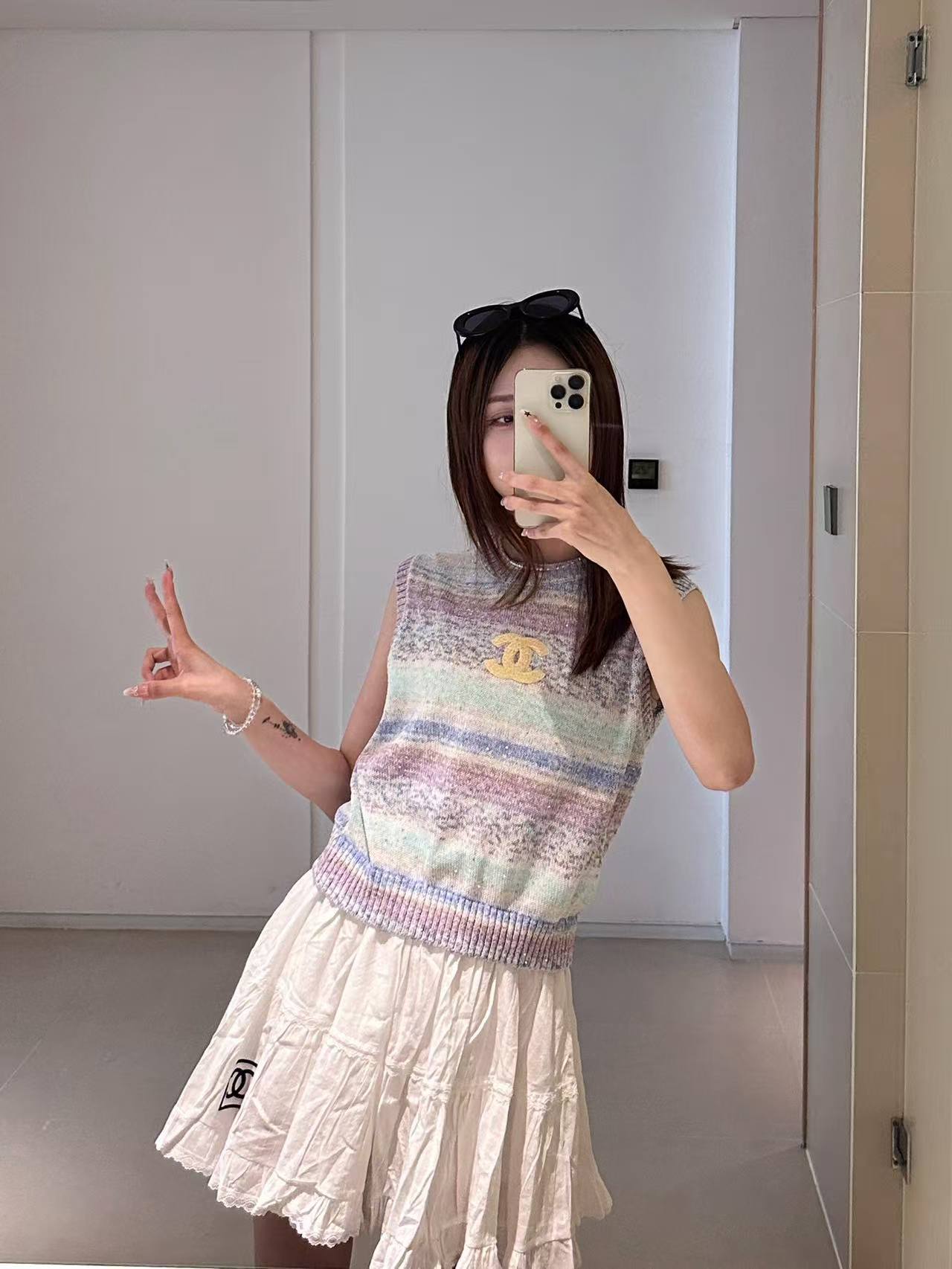 CHANE1 ダブルC レーストリムスカート【50％割引+送料無料】