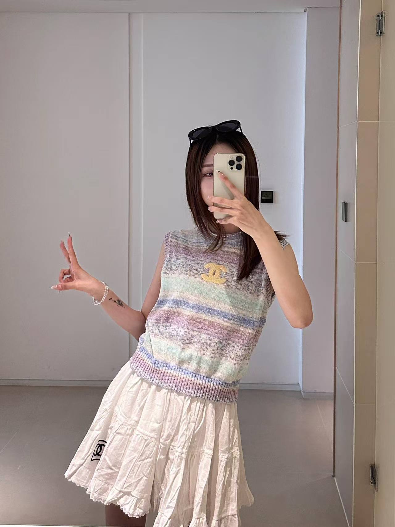 CHANE1 ダブルC レーストリムスカート【50％割引+送料無料】