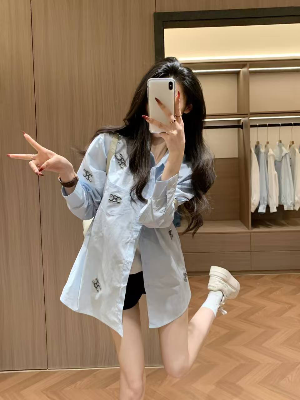 CEL1NE 凱旋門ダイヤモンド装飾シャツ【50％割引+送料無料】