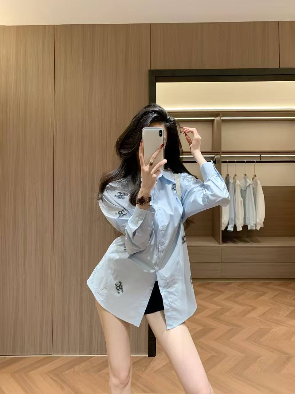 CEL1NE 凱旋門ダイヤモンド装飾シャツ【50％割引+送料無料】