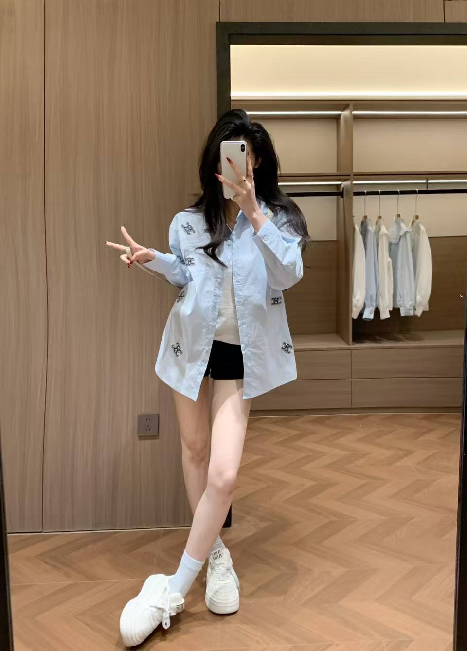 CEL1NE 凱旋門ダイヤモンド装飾シャツ【50％割引+送料無料】