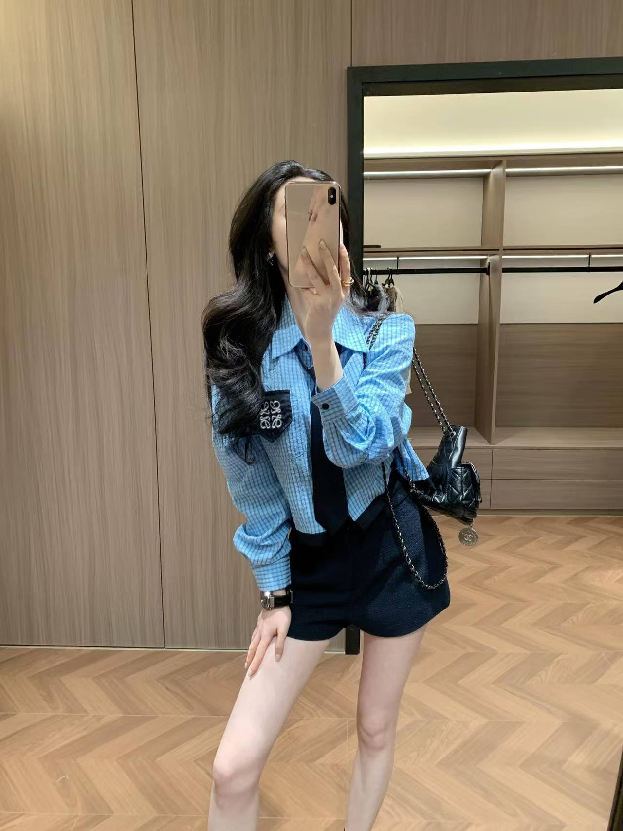 L0WEW チェックシャツ（ネクタイ付き）【50％割引+送料無料】