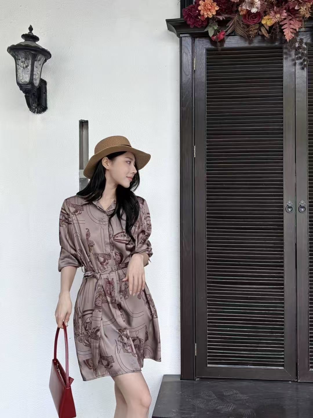 HERME5柄入り長袖ワンピース【50％割引+送料無料】