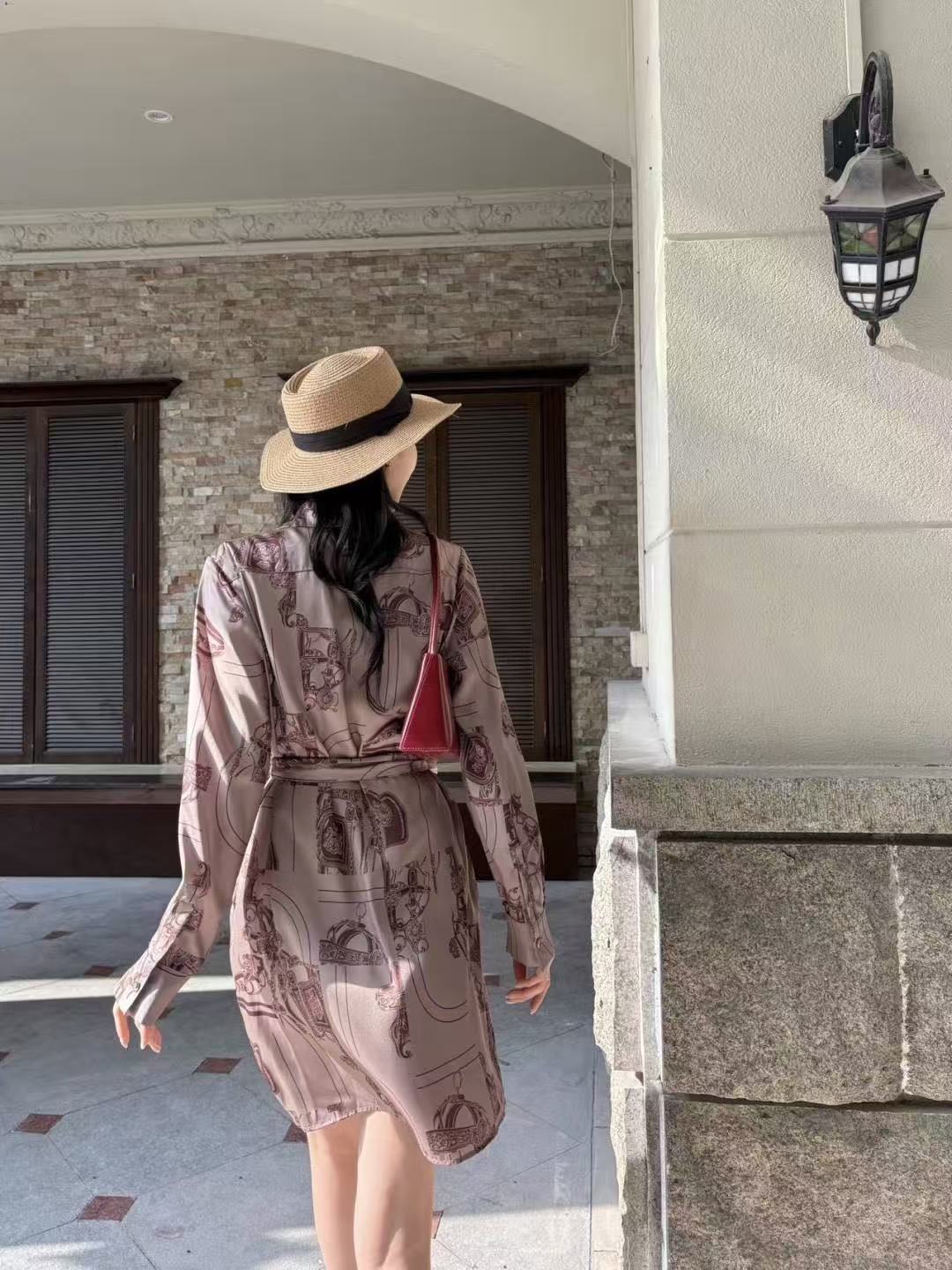 HERME5柄入り長袖ワンピース【50％割引+送料無料】