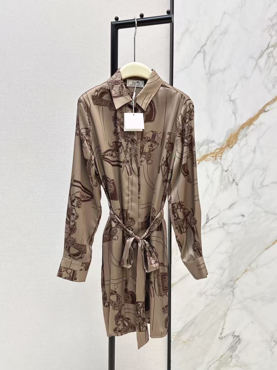 HERME5柄入り長袖ワンピース【50％割引+送料無料】