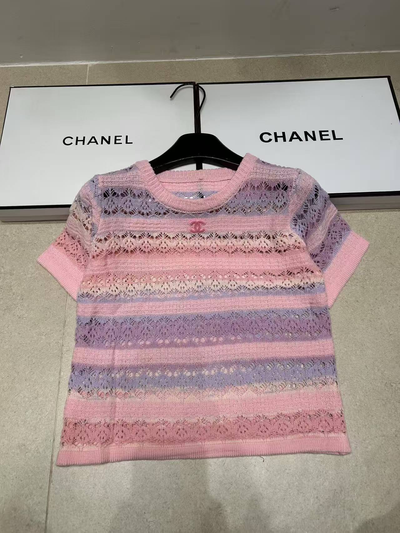 CHANE1 ピンク ダブルC ウールセーター【50％割引+送料無料】
