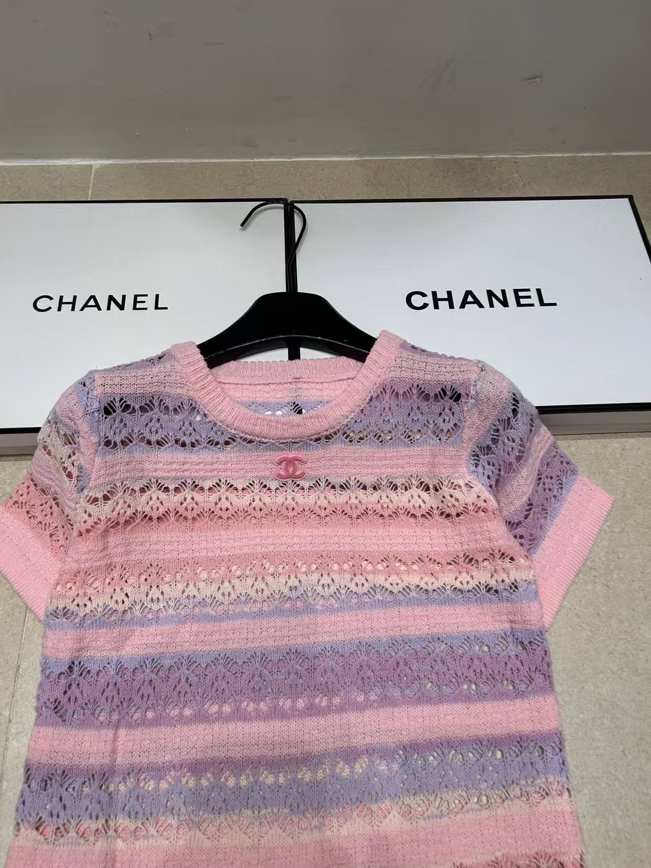 CHANE1 ピンク ダブルC ウールセーター【50％割引+送料無料】