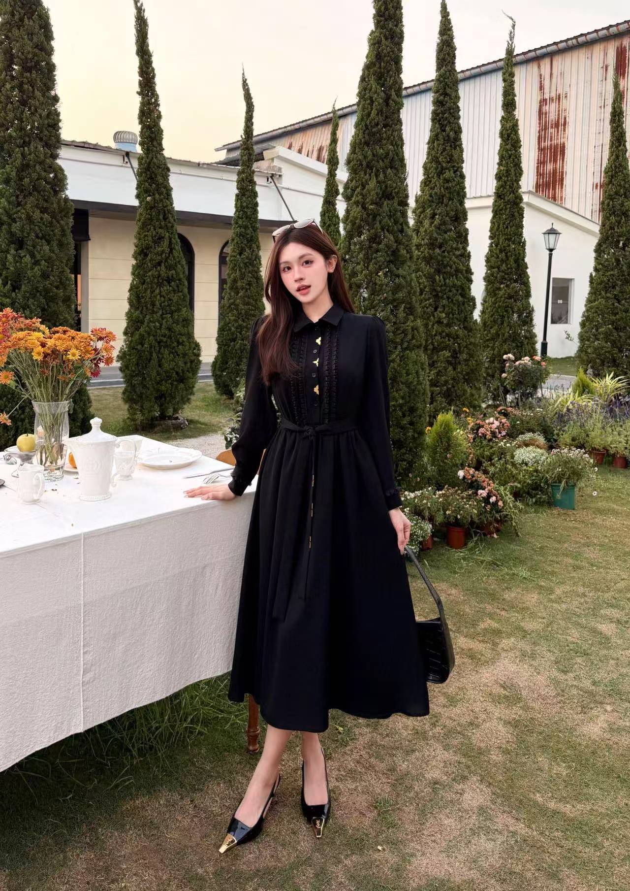 LV 四つ葉のクローバー柄 長袖ワンピース【50％割引+送料無料】