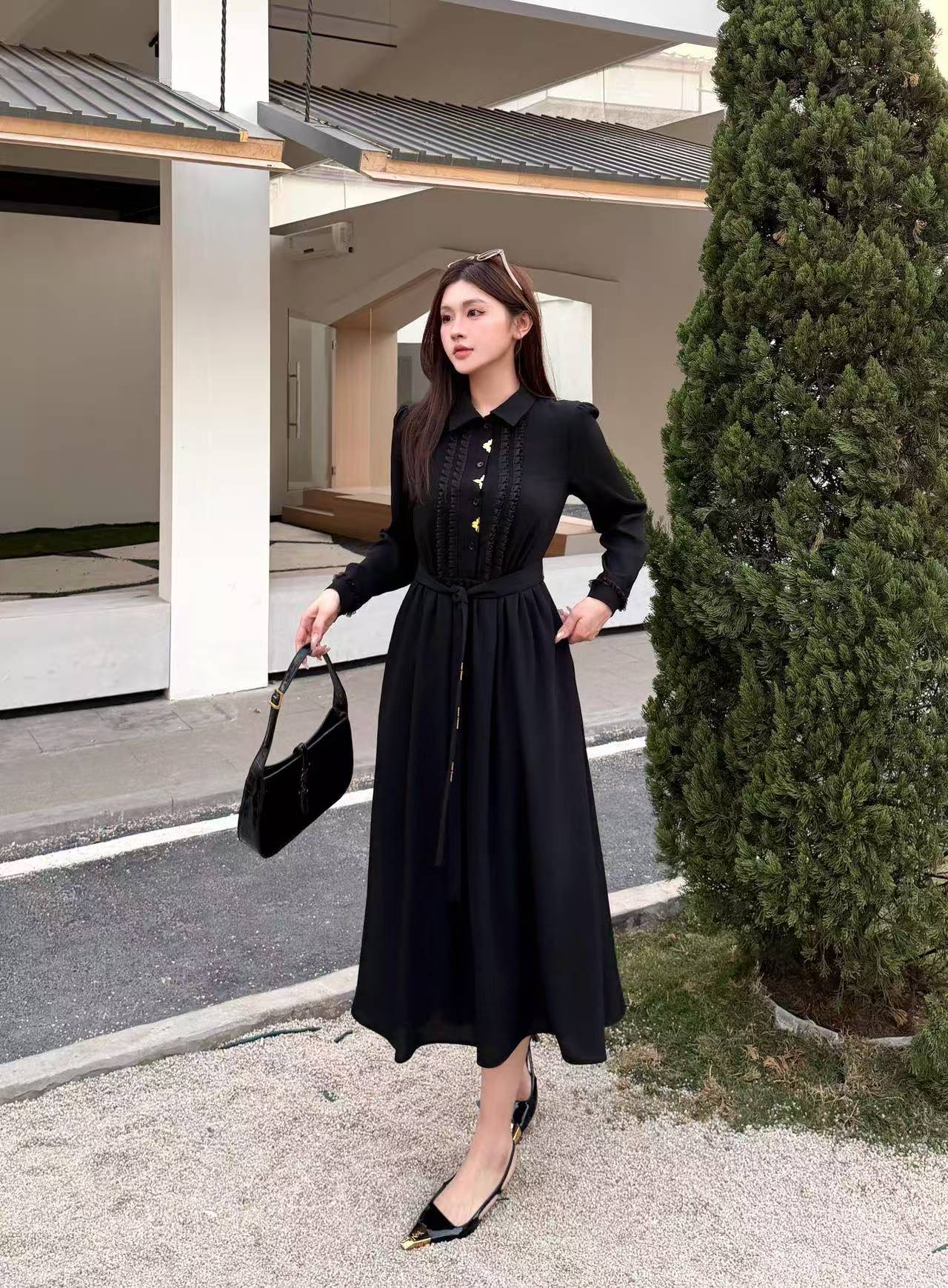 LV 四つ葉のクローバー柄 長袖ワンピース【50％割引+送料無料】