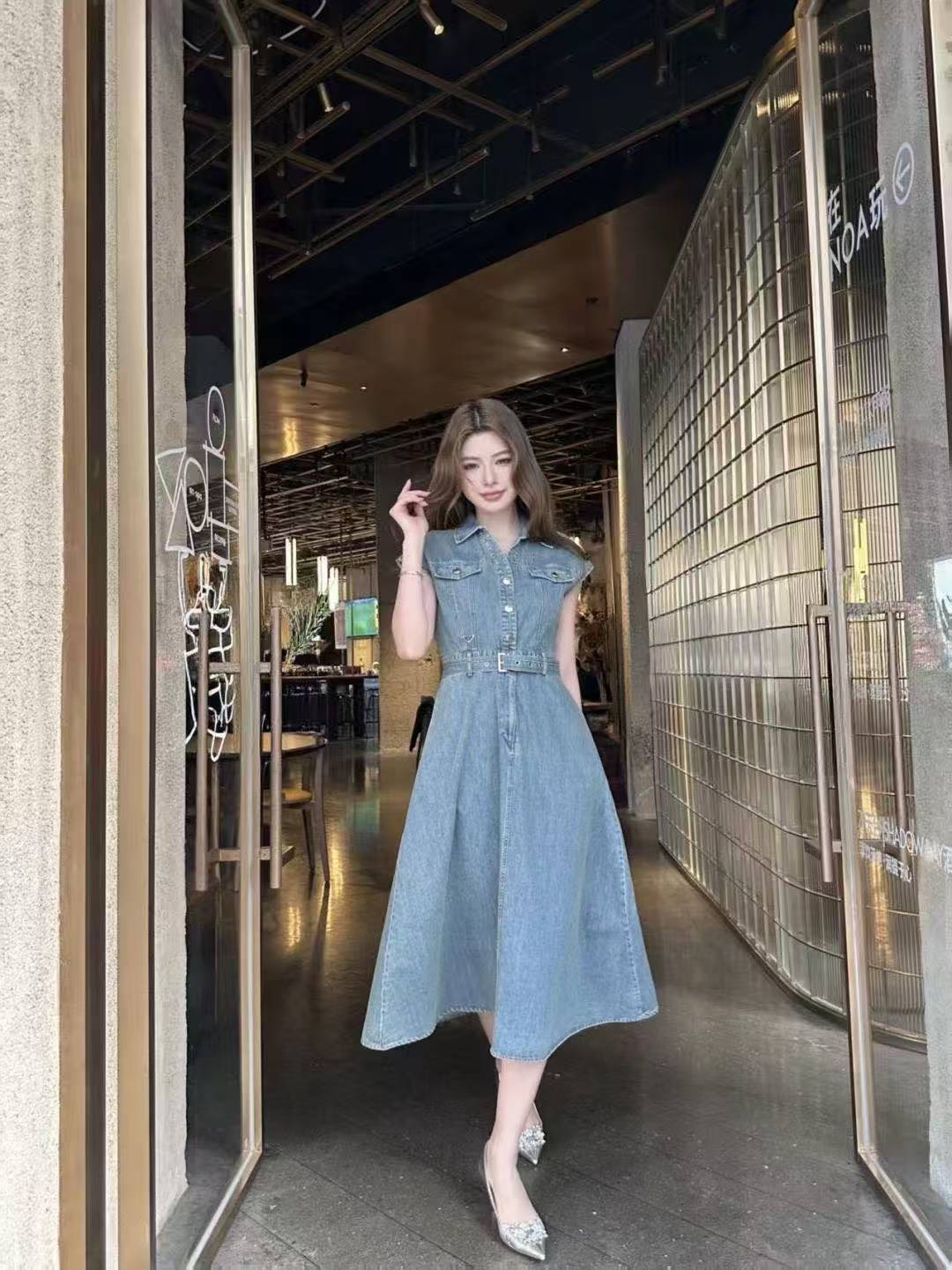 DIOR デニム半袖ワンピース【50％割引+送料無料】