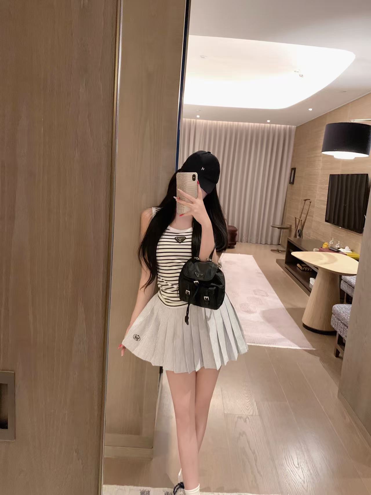 PR4DA ストライプ柄ベスト＋スカート ツーピースセット【50％割引+送料無料】