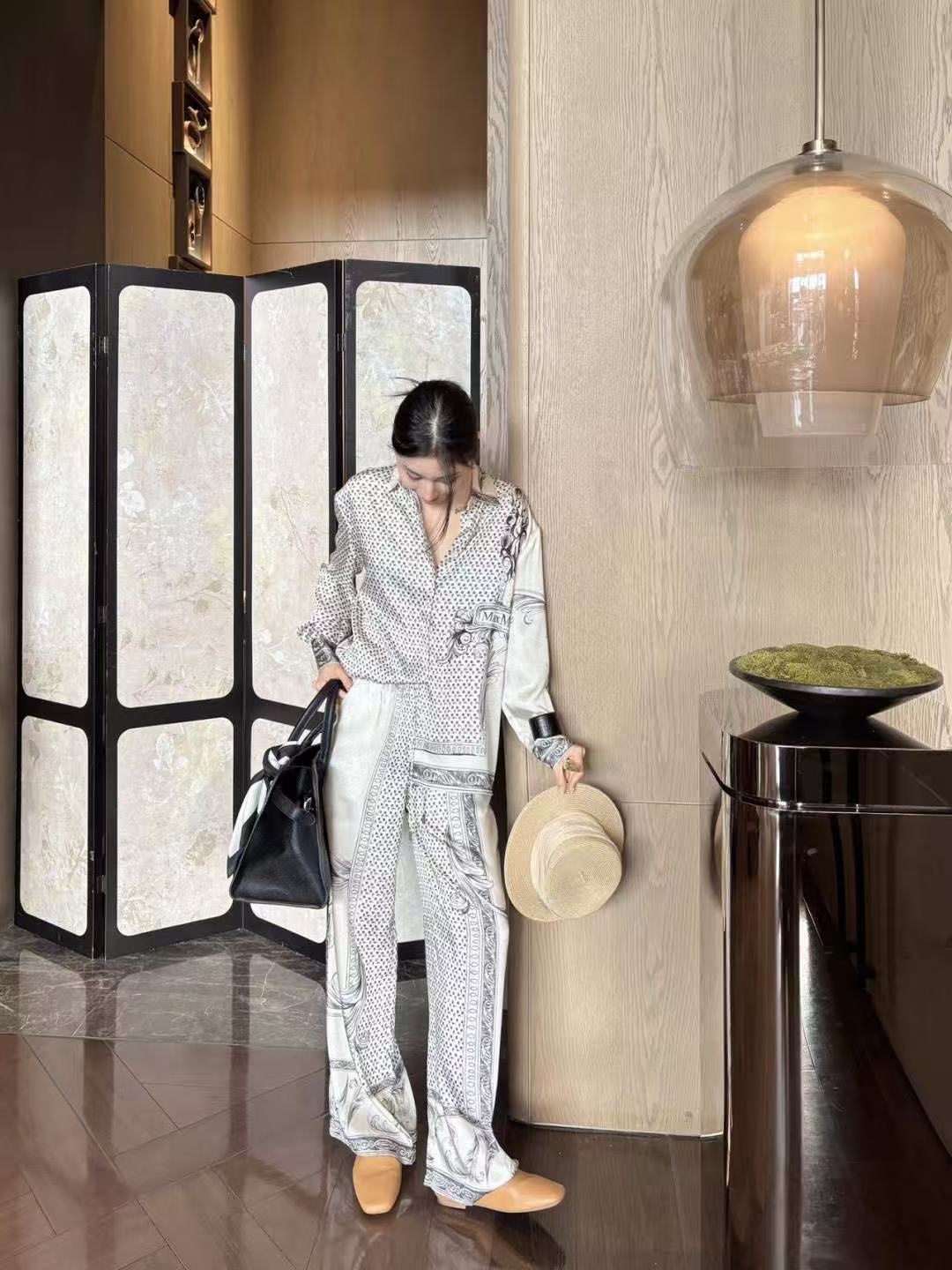 MaxMaraプリントシャツとパンツのツーピースセット【50％割引+送料無料】