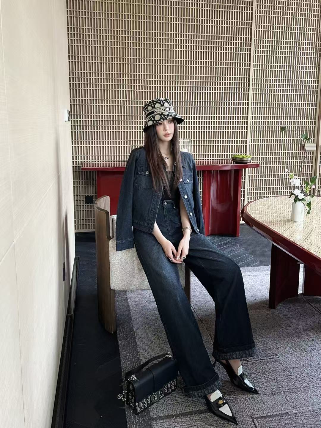 DI0Rデニムジャケットとパンツのツーピースセット【50％割引+送料無料】