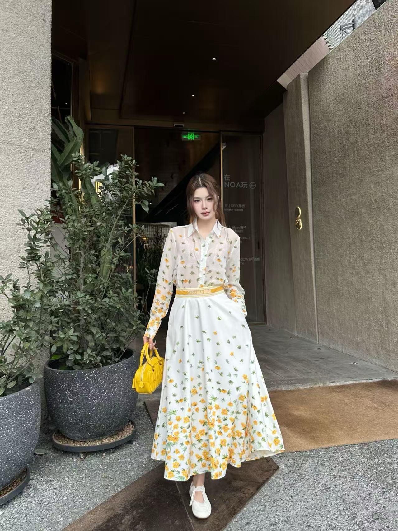 DIOR プリントシャツ＆スカート 2ピースセット【50％割引+送料無料】