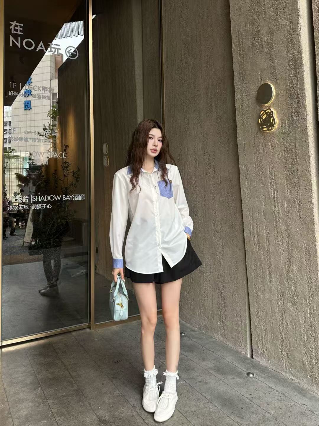 M1UM1U ポケット付きカラーブロックシャツ【50％割引+送料無料】