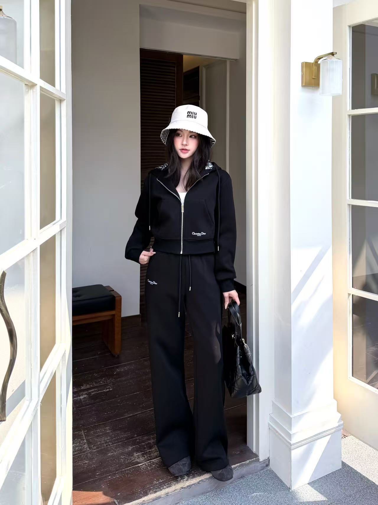 DI0Rジッパー付きジャケット＋パンツのツーピースセット【50％割引+送料無料】