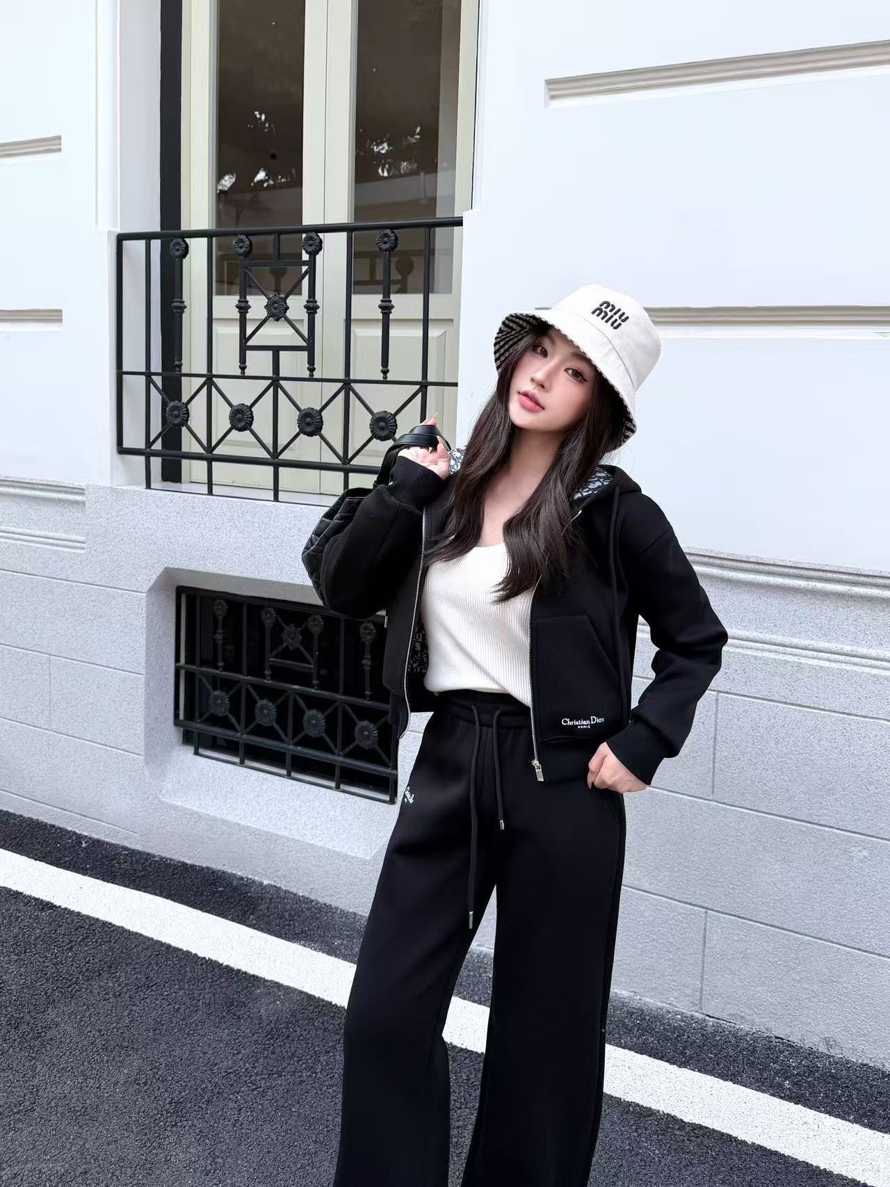 DI0Rジッパー付きジャケット＋パンツのツーピースセット【50％割引+送料無料】