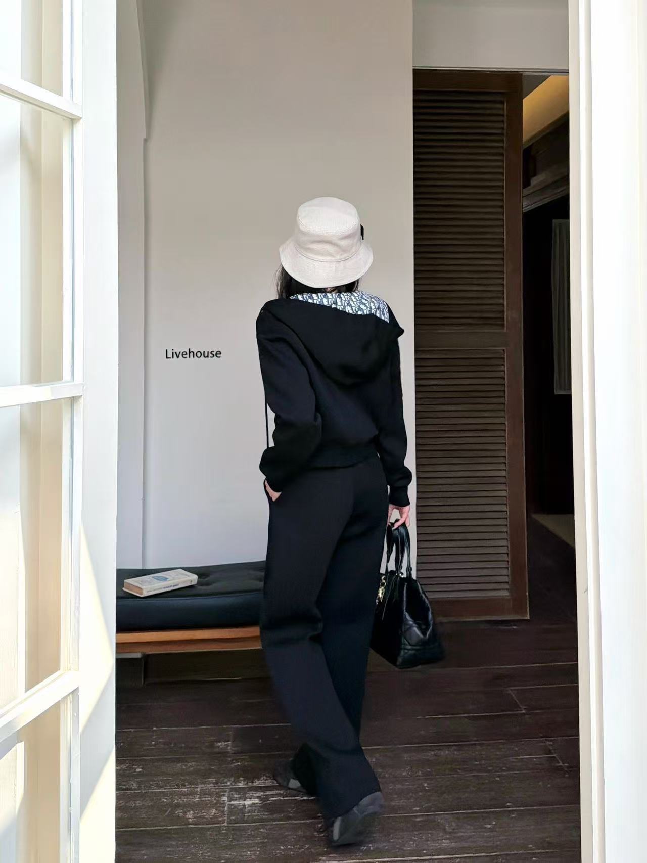 DI0Rジッパー付きジャケット＋パンツのツーピースセット【50％割引+送料無料】