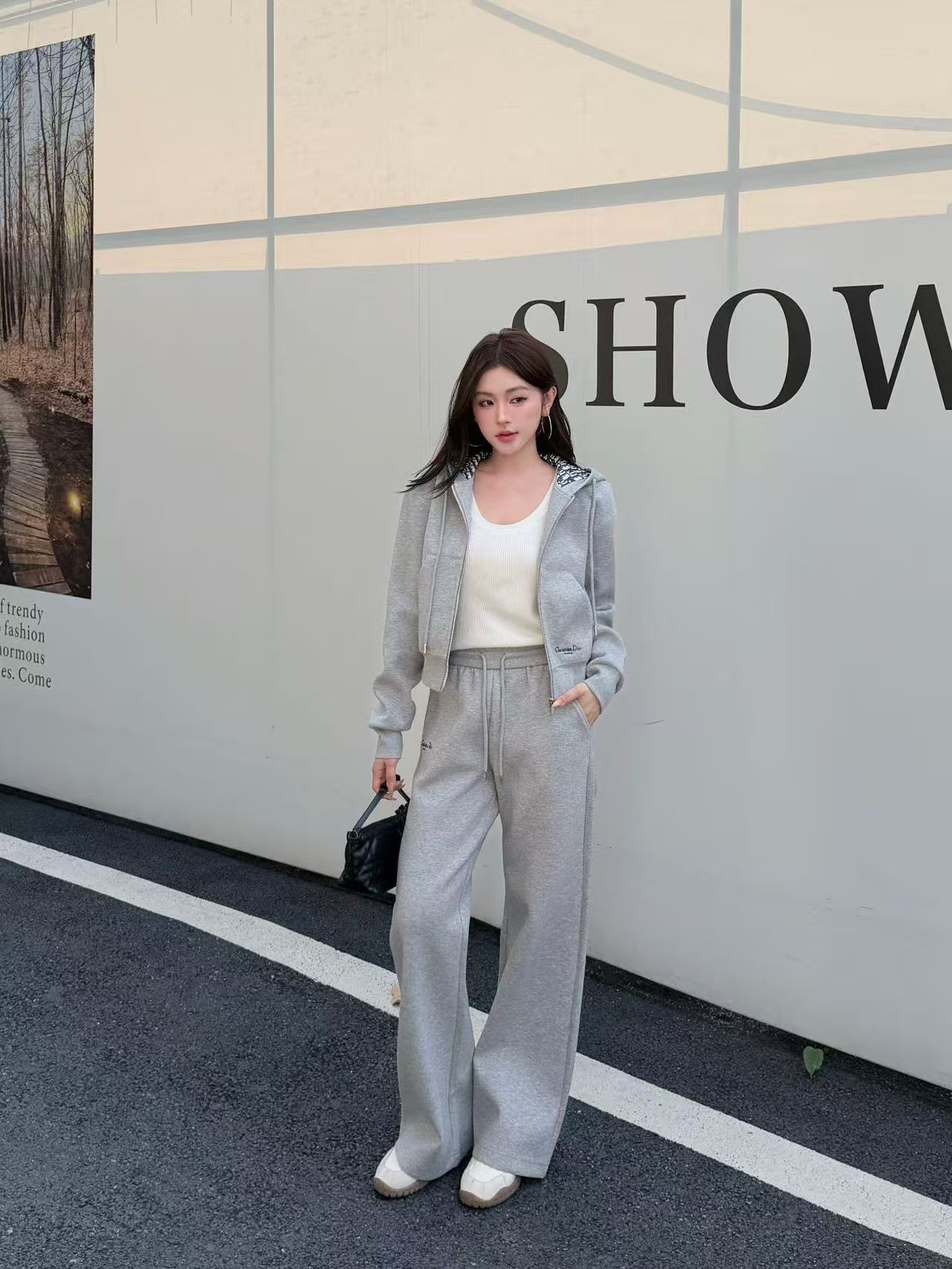 DI0Rジッパー付きジャケット＋パンツのツーピースセット【50％割引+送料無料】