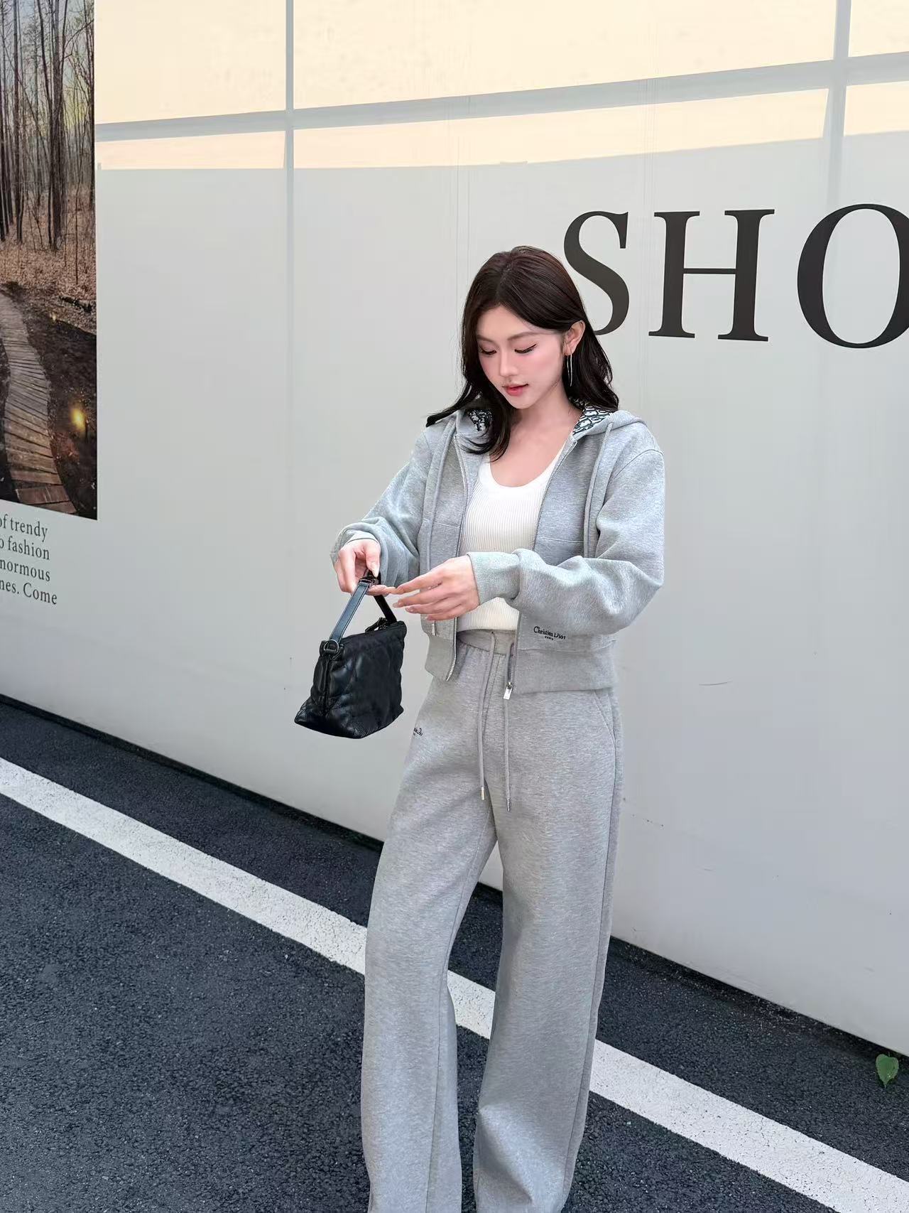 DI0Rジッパー付きジャケット＋パンツのツーピースセット【50％割引+送料無料】