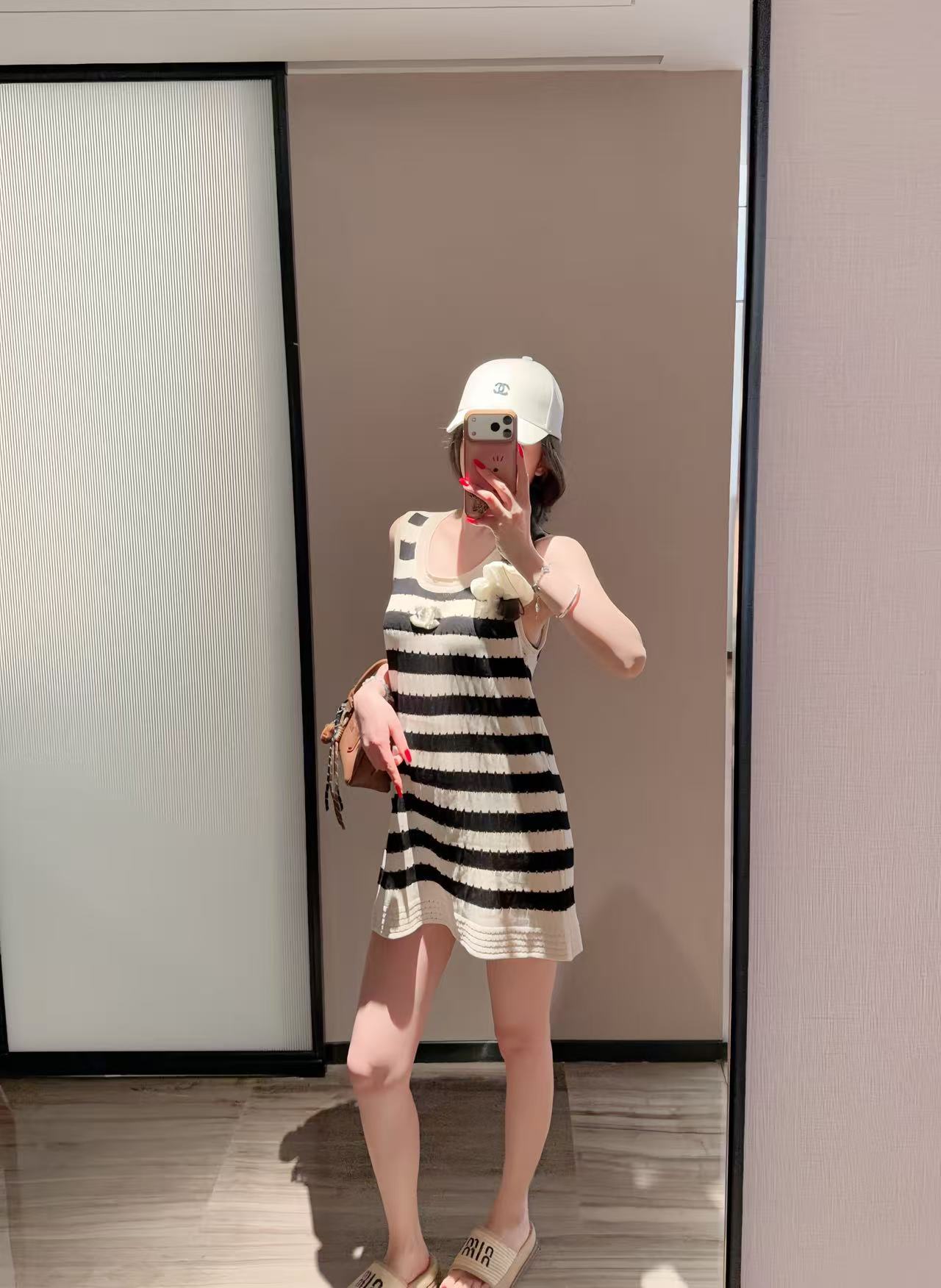 CHANE1 ダブルCストライプ ノースリーブドレス【50％割引+送料無料】