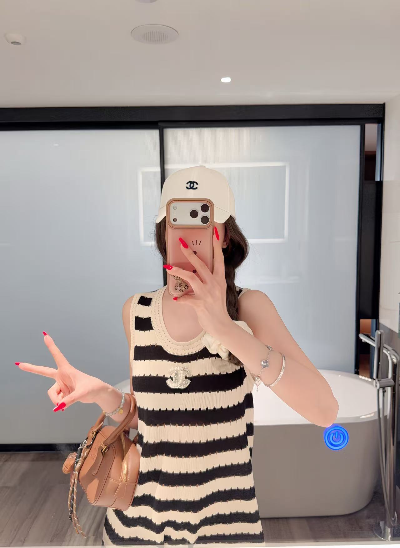 CHANE1 ダブルCストライプ ノースリーブドレス【50％割引+送料無料】