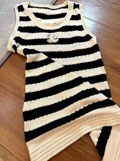 CHANE1 ダブルCストライプ ノースリーブドレス【50％割引+送料無料】